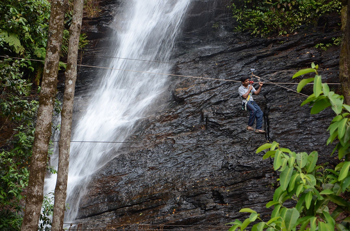Natural waterfalls directly accessible from our homestay in Chikmagalur
