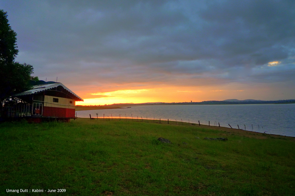 Scenic view of Kabini resort with river and forest backdrop