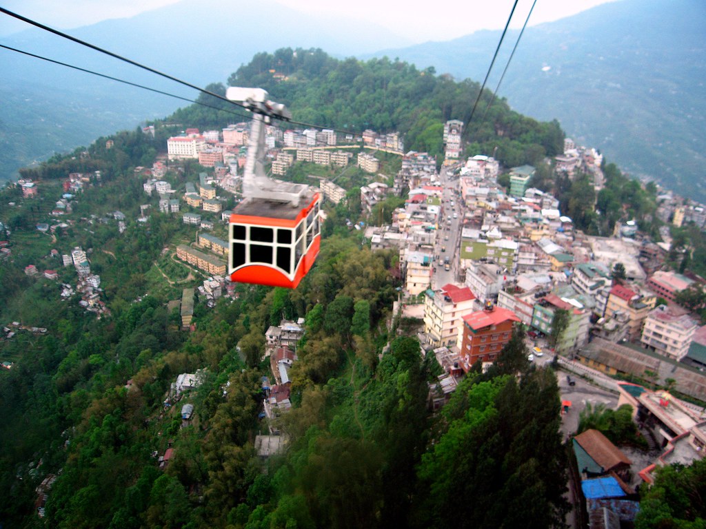 Balcony with a mountain view in Gangtok